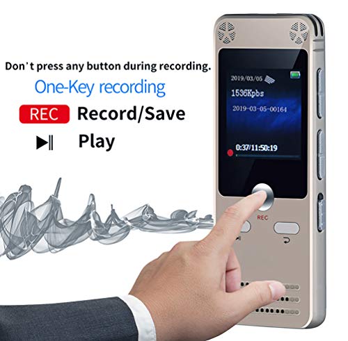 Digital Voice Recorder 8GB Voice Activated Recorder Dictaphone with MP3 Player, 1536Kbps Noise Reduction Audio Microphone for Lectures, USB, Rechargeable, Meetings, Interviews