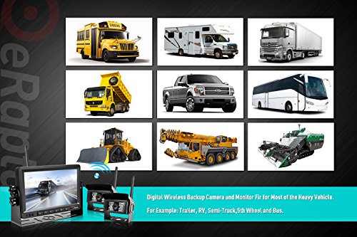 Wireless Backup Camera and Monitor Kit Reverse Rearview Cam Digital Signal 2018 Update for Truck/Trailer/Bus/RV/Pickups/Camper/Motorhome/Van When Reversing Parking Backing Up