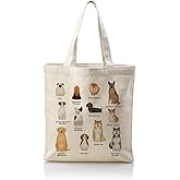 WDSXWH Canvas Tote Bag, Canvas Handbag Aesthetic For Women, Cute Cartoon Dog Breeds, Reusable Tote Bag, Birthday Friendship Gifts For Women, Leisure Vacation, Shopping, Work