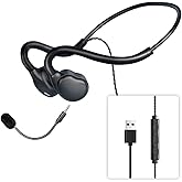 USB Headset with Mic for PC-Laptop,Open Ear Headphones Design for Long Wear, Computer Headset with Call Noise Reduction Premium Stereo Sound for Call Center, MS Teams, Skype, Webinars and More (Black)