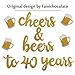 Cheers & Beers to 40 Years Gold Glitter Banner, 40th birthday decorations for men, Wedding Anniversary Party Decorations Pre Strung & Ready To Hang, Beer Party Decorations