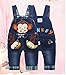 KIDSCOOL SPACE Baby Boy Girl Jean Overalls,Toddler Denim 3D Monkey Dungarees Pants,Blue,12-18 Months