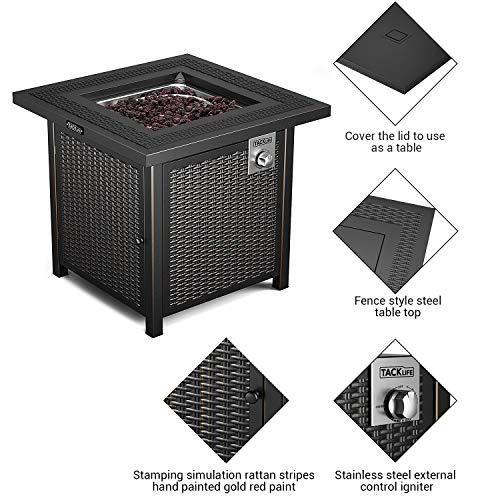TACKLIFE Propane Fire Pit,Outdoor Companion,28 Inch 50,000 BTU Auto