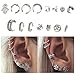Cuff Earrings Set Ear Crawler Earring Climber Stud Ear Wrap Pin Vine Tribal Charm Vintage Clip On Jewelry Silver Leaf Owl 3D Swirl Hand Flower Sun Star