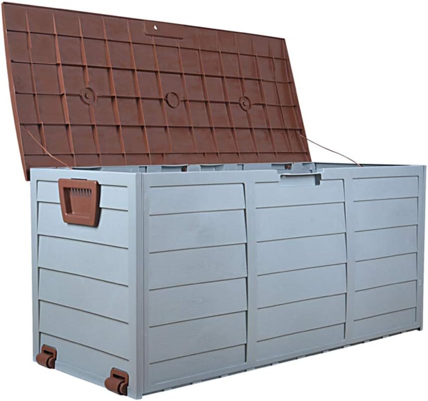 Tuuertge Outdoor Storage Cabinets Outdoor Garden Tool Cabinet Lockable Storage Deck Box Sun and Waterproof for Balcony Garden Outdoor Storage Container (Color : Coffee, Size : 112x48x54cm): Home & Kitchen
