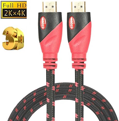 HDMI Cable 10 ft - High-Speed HDMI 2.0 (4K) Red &amp; Black Braided Cable 18 Gbps - Support Ethernet 4K 3D 2160p 1440p 1080p UHD and Full HD, For DVD, TV, Home Theater, Blu-ray Player (10 FT)