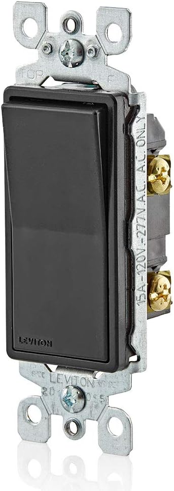 Leviton 5601-2W 15 Amp, 120/277 Volt, Decora Rocker Single-Pole AC Quiet Switch, Residential Grade, Grounding, White - Wall Light Switches - 