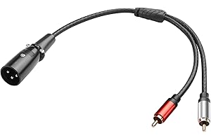 JSADZKJ Balanced XLR to 2RCA Audio Cable,3 Pin XLR to Dual RCA Adapter Cable,Gold-Plated 2 RCA Male to X L R Male Microphone 