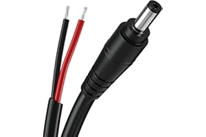 SIOCEN DC Power Pigtail Cable,16AWG DC Plug Barrel Connector Male 2.1mm x 5.5mm Male Plug to Bare Wire Open End Power Wire Supply Repair Cord for CCTV Security Camera,12V 24V 36V Adapter 3ft (16AWG)