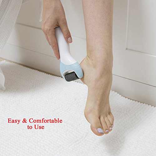 PediComfort Pedicure Electronic Foot File - Callus Remover, Foot Care Tool with Extra Coarse Rollers to Shave Rough Cracked Hard Dead Skin of Feet (White-Blue) - Thumbnail 4