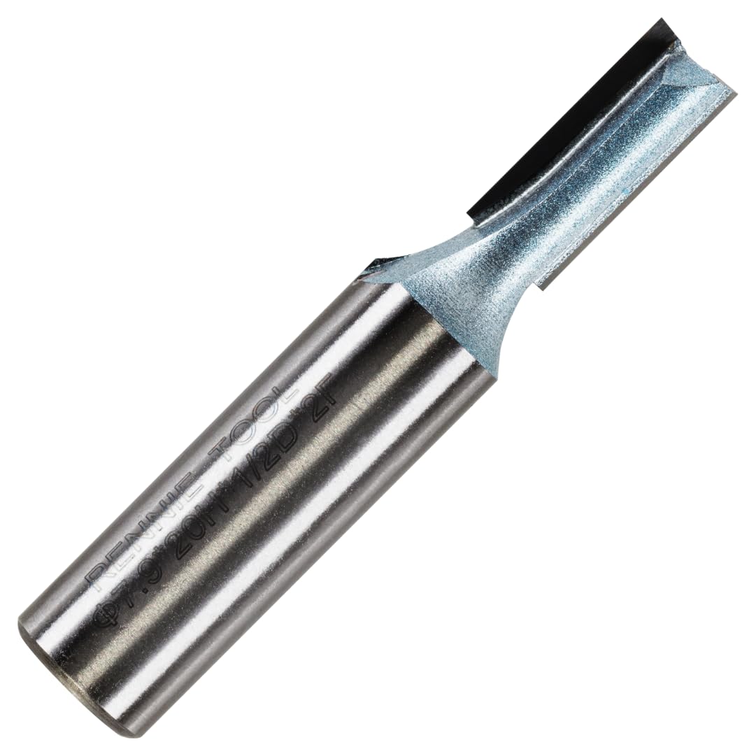 Rennie Tools - 7.9mm (5/16") Cutting Diameter x 20mm Flute x 1/2" Shank TCT Tipped 2 Flute Straight Router Cutter Bit. Compatible With Makita Trend Festool Hikoki Dewalt Router Etc. 7.9mm Router Bit