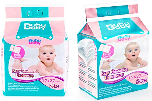 image for BubuBaby Disposable Underpads, Large Leak-Proof Baby Changing Table Co