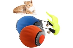 NOGCAW Upgrade Speedy 3.0 Tail Cat Toy, 2025 New Speedy Tail Interactive Cat Toy for Indoor Cats, Automatic Moving Smart Cat Toys Ball with Tail Two Speed Adjustment (Blue+Orange, 2PCS)