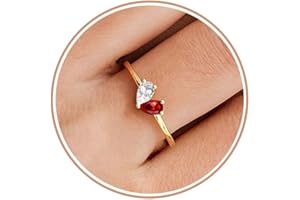 TOSGMY Gold Birthstone Rings for Women Non Tarnish Stackable Ring Dainty 14K Gold Plated Heart CZ Emerald Gemstone Ring Wedding Engagement Promise Ring Birthday Personalized Valentines Day Gifts for Her
