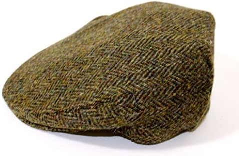 Stanbury Authentic Harris Tweed Traditional Teflon Coated Dark Brown Herringbone Wool Flat Cap