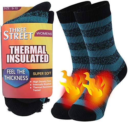 Warm Thermal Socks, Three street Unisex Winter Fur Lined Boot Thick Insulated Heated Socks For Cold Weather