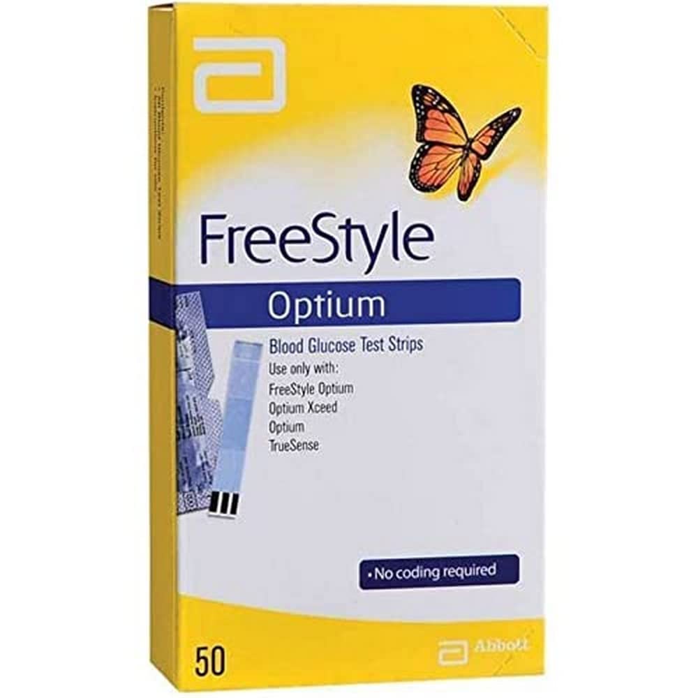 Abbott Freestyle Optium Blood Glucose Test Strips, 50 Strips