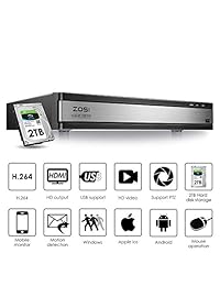 ZOSI 5 MP DVR 8 canales para cámara de seguridad, capacidad híbrida CCTV DVR detección de grabadora, control remoto, alarma de electrónico,