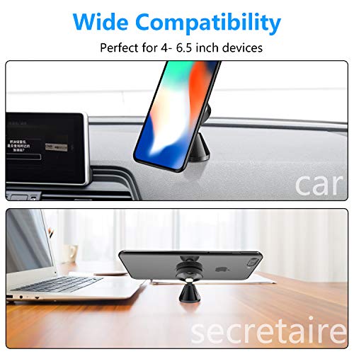 Magnetic Phone Car Mount, Amoner Universal Car Phone Holder for Dashboard, 360° Adjustable Magnet Cell Phone Mount Compatible with iPhone, Samsung, LG, GPS, Mini Tablet and More
