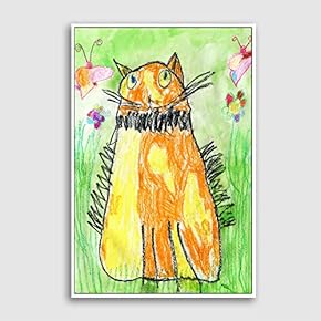 Framed Canvas Home Artwork Decoration Cute Cat Canvas Wall Art for Living Room, Bedroom - 16x24 inches
