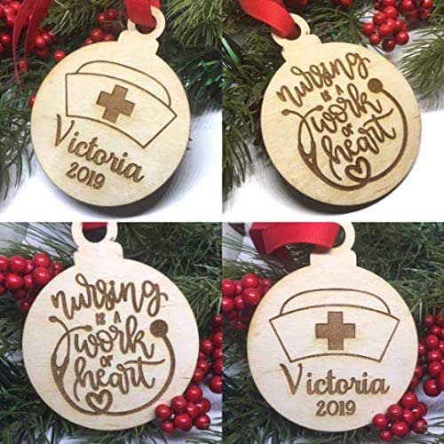 Nurse Personalized Christmas ornament Laser Engraved