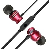 Earbuds, GGMM Wired Earphones Noise Isolating Headphones Earbuds with Microphone Heavy Deep Bass Earphones Ear Buds, in Ear Headphones Fits All 3.5mm Interface Device (C300-Red)