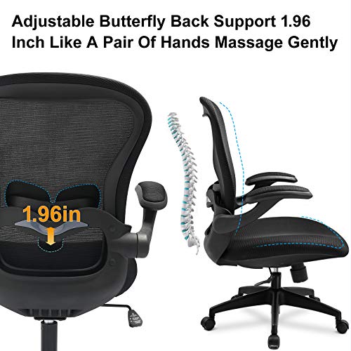 ComHoma Office Chair Ergonomic Desk Chair Mesh Computer Chair with Flip-up Arms Lumbar Support Rolling Swivel Adjustable… - Image 3