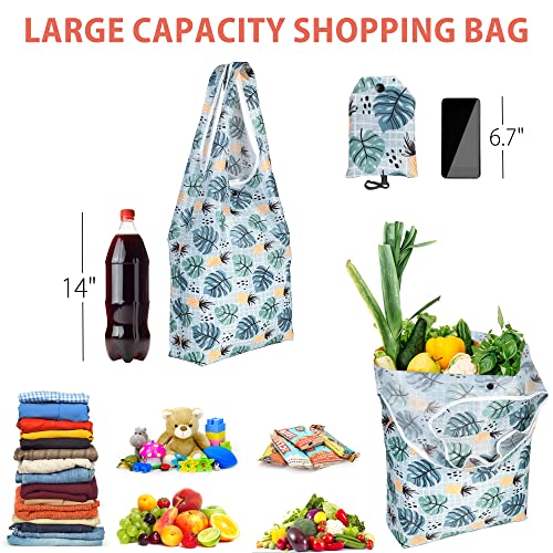 LotFancy Reusable Grocery Bags,Extra-Large/Large Foldable Shopping Bags with Attached Pouch, Waterproof Nylon Grocery Bags, Machine Washable and Eco-Friendly