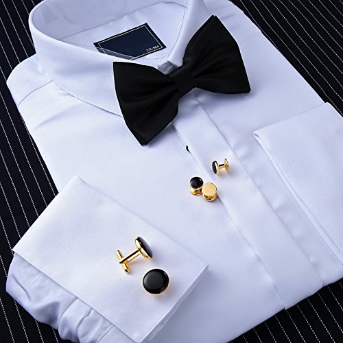 Aienid Cufflinks and Studs Set for Tuxedo Shirts Business Wedding Stainless Steel 2 Cufflinks and 8 Studs - Thumbnail 5