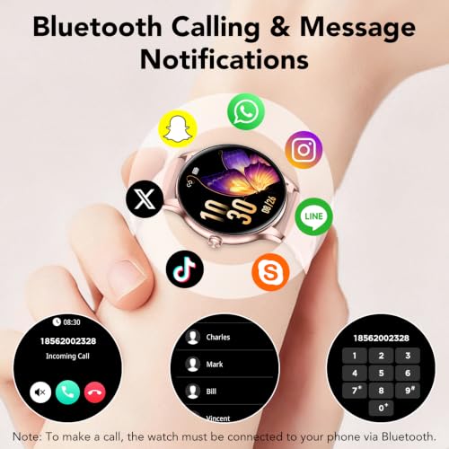 Elegant Women's Smartwatch with Phone Function, 1.39 Inch Full Touch Screen Fitness Tracker, 120+ Sports Modes, IP68 Waterproof Smart Watch with Heart Rate, SpO2, Sleep Monitor for iOS Android, Pink