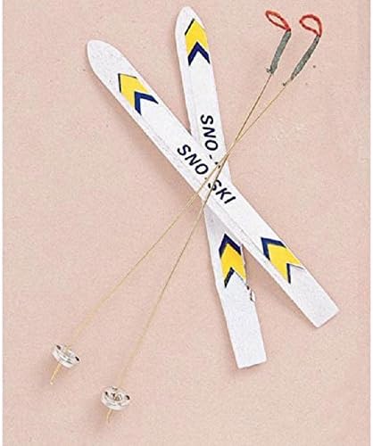 Dollhouse Miniature Snow Skis With Poles