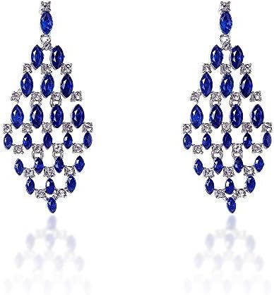 Sempre London "The Royal Designer Piece" Swiss Cubic Zirconia Silver Plated Designer Cathy Blue Marquise Earrings for Girl & Women... For those Royal Looks....