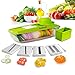 Mandoline Slicer Kainnt Adjustable Mandoline with 5 Thickness Settings Interchangeable Stainless Steel Blades -Vegetable Peeler Slicer, 5 Blades, Food Container, Safety Food Holder