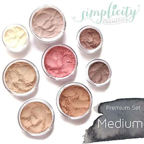 Mineral Makeup Premium Set - Light | Blush | Foundation | Sheer Powder | Eyeshadow | Bronzer | Under Eye Concealer | Starter Set