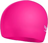 Speedo Unisex Youth Plain Moulded Silicone Swimming Cap Cherry Pink Blush view 3