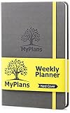 Undated Weekly Planner for Men and Women - Goal and Productivity Planner - Hardcover, Faux Leather, Gray