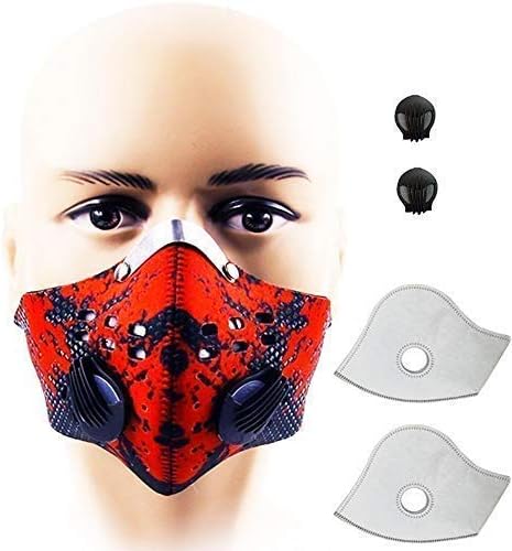 Activated Carbon Dustproof Dust Mask Filtration Exhaust Gas PM2.5 with 2 Valves 2 N99 Activated Carbon Filters for Running Cycling Outdoor Activities