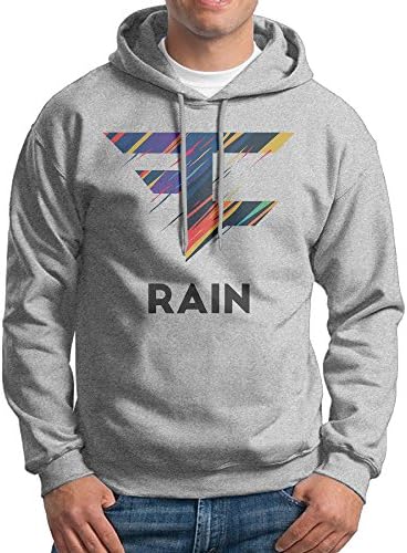 PHOEB Mens Sportswear Drawstring Hooded Sweatshirt,Faze Clan Rain Logo Ash X-Large