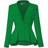 Hybrid & Company Women's Casual Work Office Dressy Double Lapel Single Button Peplum Comfortable Blazer