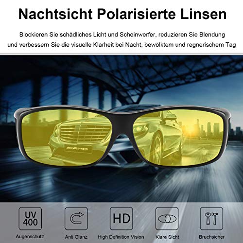Überzieh Nachtsichtbrille für Autofahrer, für Brillenträger, Anti Glanz HD Polarisierte Nachtbrille für Herren und Damen – Bild 4