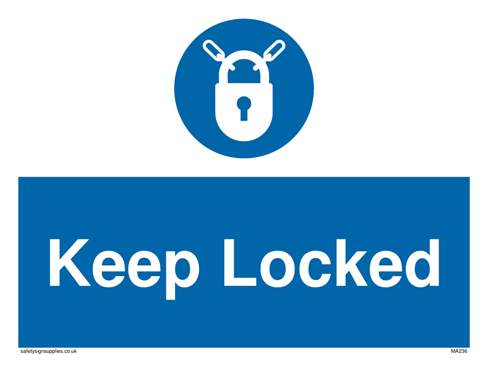 Pack of five - keep locked Sign - 200x150mm - A5L