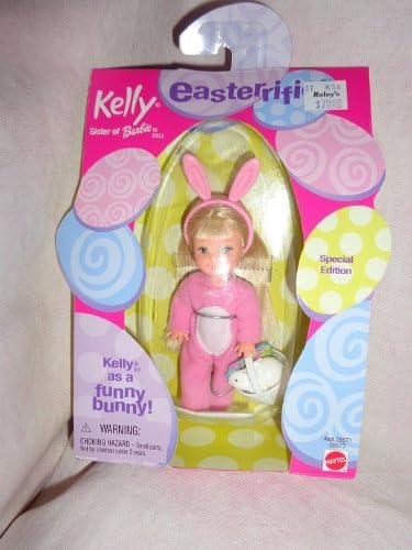 Kelly Doll (Baby Sister of Barbie) - Special Edition Kelly Doll As a Funny Bunny with Pink Bunny Outfit, Standup Ears Headband and Easter Basket and White Bunny