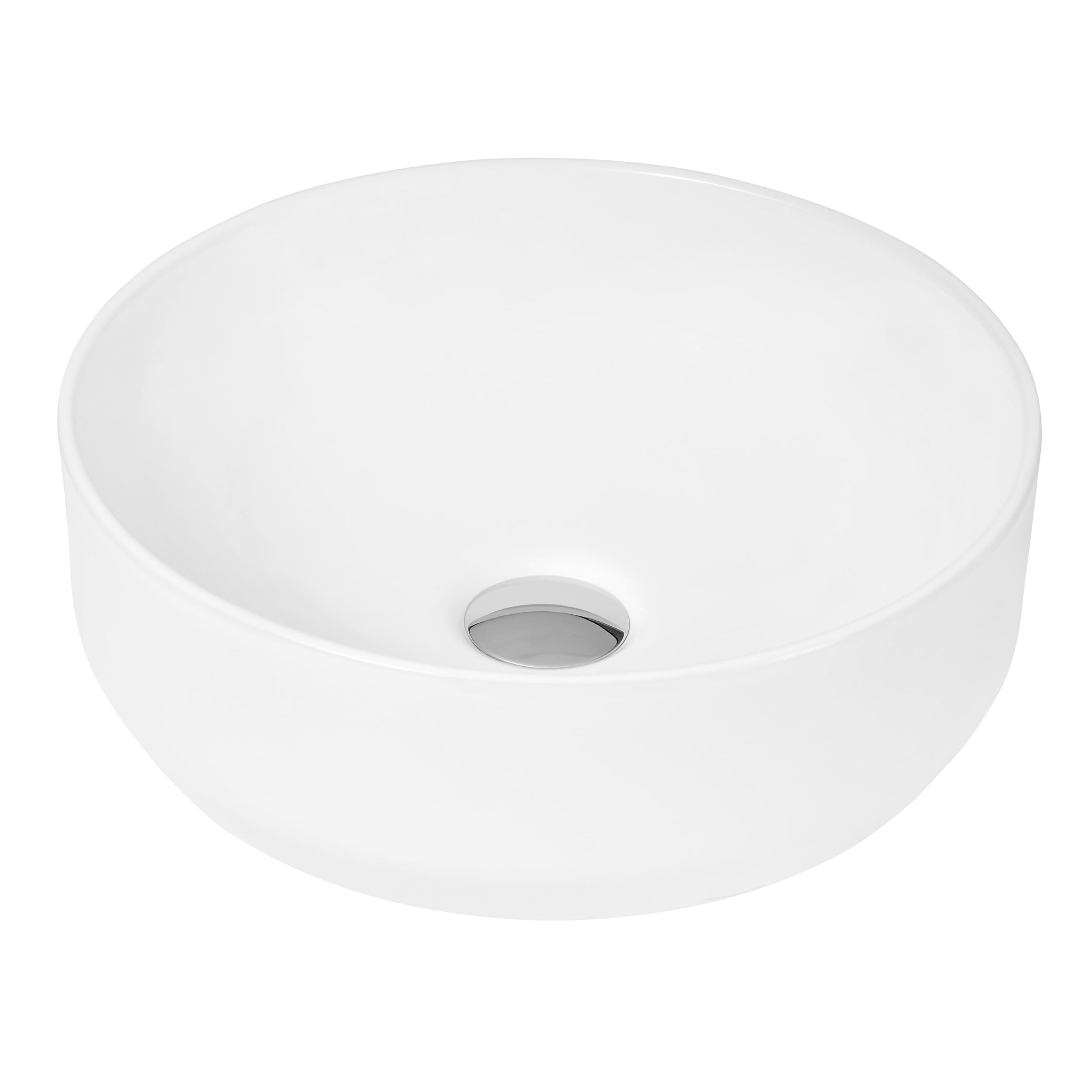 Balterley 350mm Countertop Vessel Bathroom Sink, Ceramic Round Bowl Bathroom Wash Basin Sink, No Tap Hole, Countertop Basin Sinks for Bathrooms and Cloakroom - 350 x 350 x 120mm (White)