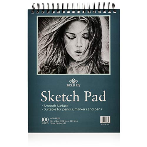 100 Sheets 9 x 12 Inch Smooth Sketchpad For Drawing Pencils Pens Markers Sketching Coloring Sketch Pad Spiral Bound Sketchbook - Thumbnail 3