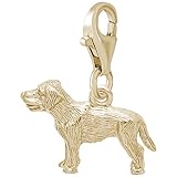 14K Yellow Gold Labrador Dog Charm With Lobster
