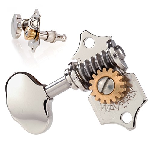 Waverly Guitar Tuners with Butterbean Knobs, for Solid Pegheads, Nickel, 3L/3R