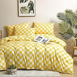 Luxlovery Yellow Checker Comforter Set King Yellow