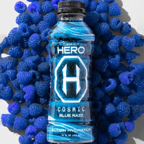 CLEAR CUT HERO (HEROAID) SPORTS DRINK, COSMIC BLUE RAZZ | OFFICIAL FINISHER BEVERAGE OF SPARTAN | 670MG OF ESSENTIAL ELECTROLYTES, NATURAL FLAVORS & INGREDIENTS, LOW-CALORIE | 16 FL OZ (PACK OF 12)
