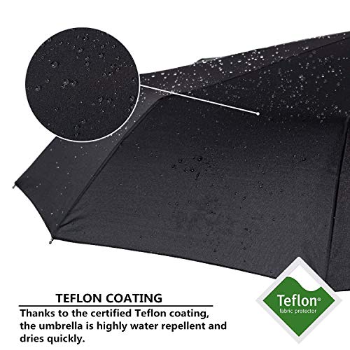 REYLEO Windproof Travel Umbrella with Teflon Coating, Waterproof Umbrella, Folding Automatic Umbrellas, WU01A+