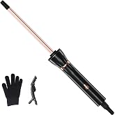 Hahahope 3/8 Inch Curling Iron Wand, Small Ceramic Curler Barrel Tiny Black | Clamp-free design, Creates Natural Curls without Creases, Temperature 360-420℉, Dual Voltage 100&ndash;240V Design, 30s Heating